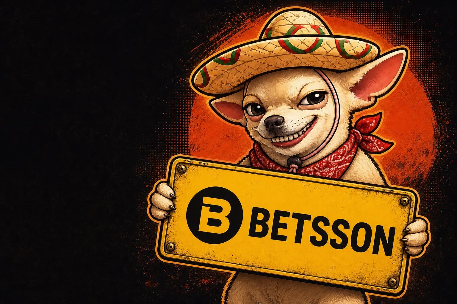 Chihuahua de Labas Noches Pidrilas sosteniendo el logotipo de Betsson