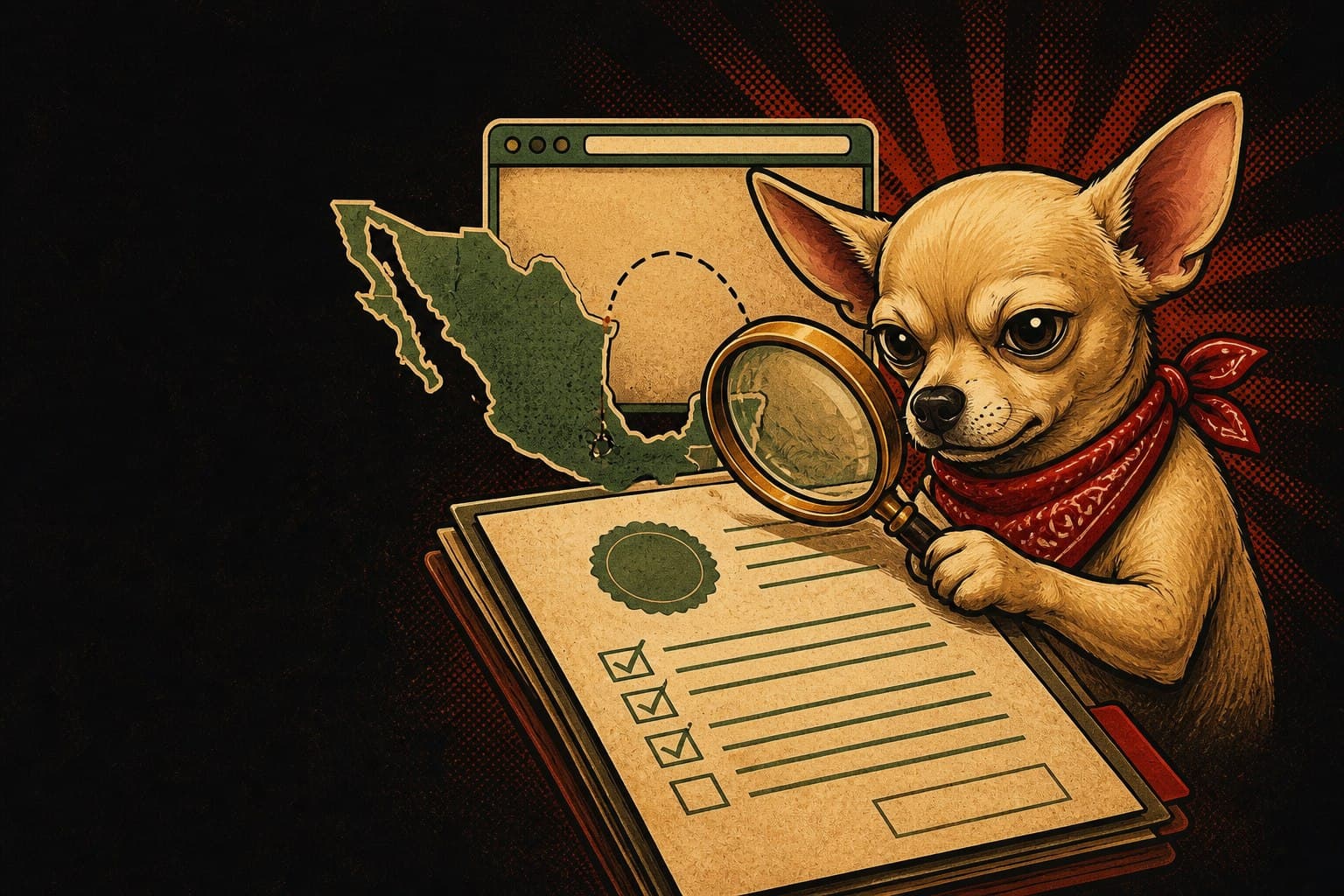 Don Chucho revisa con lupa un permiso y un dominio de casino online en México
